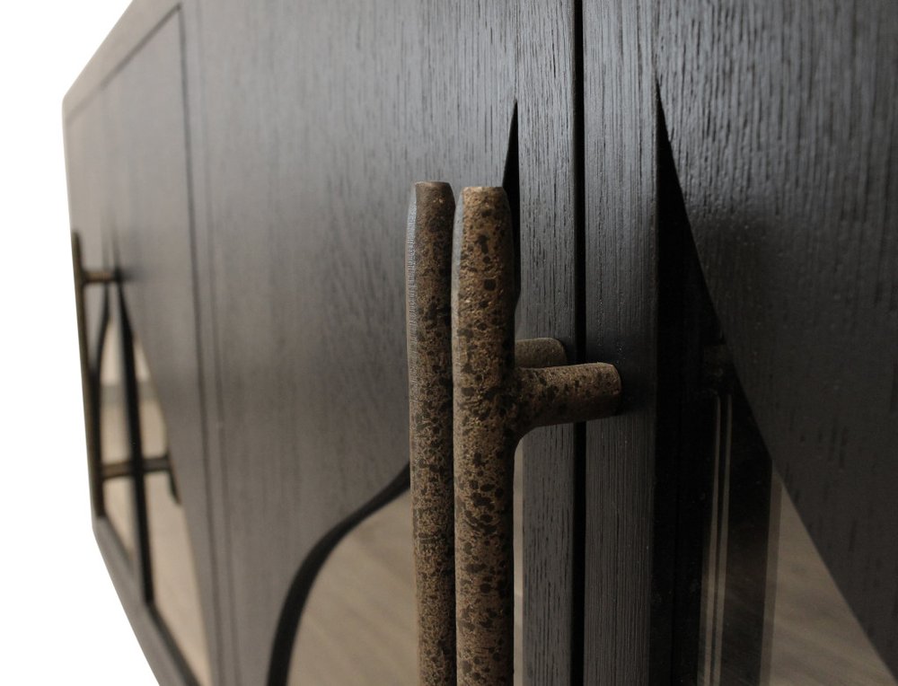 70" Dark Brown Distressed Solid Wood Sideboard With Four Doors HomeRoots