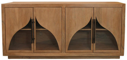 70" Natural Distressed Solid Wood Sideboard with Four Doors HomeRoots