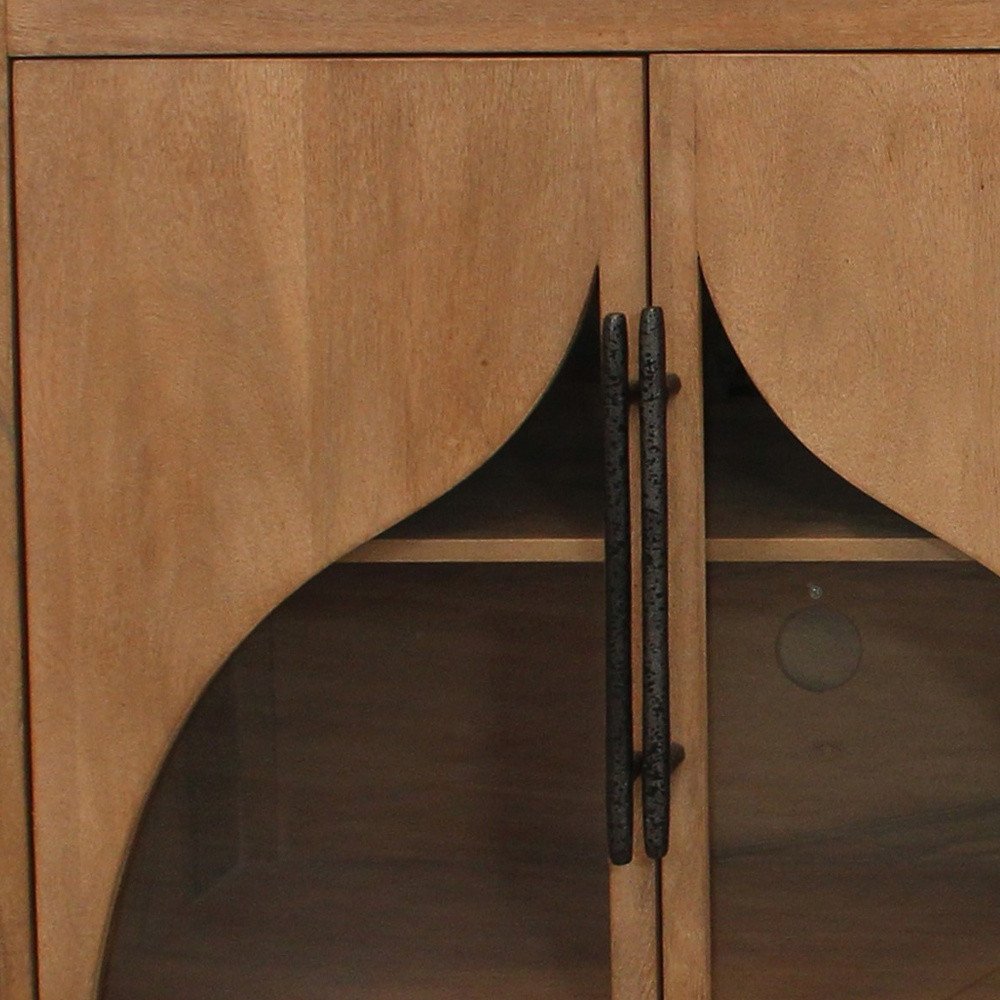 70" Natural Distressed Solid Wood Sideboard with Four Doors HomeRoots