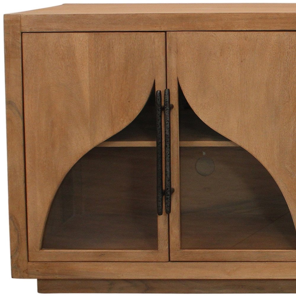 70" Natural Distressed Solid Wood Sideboard with Four Doors HomeRoots