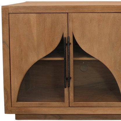 70" Natural Distressed Solid Wood Sideboard with Four Doors HomeRoots
