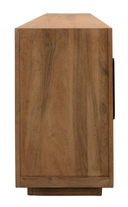 95" Natural Solid Wood Sideboard With Six Glass Doors HomeRoots