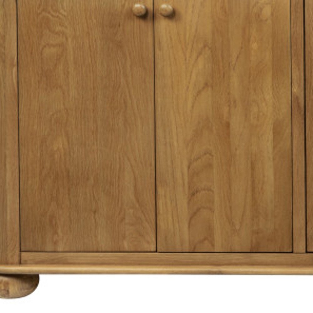 98" Natural Distressed Solid Wood Sideboard with Six Doors HomeRoots