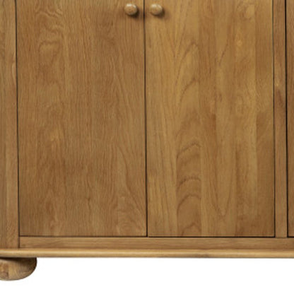 98" Natural Distressed Solid Wood Sideboard with Six Doors HomeRoots