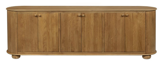 98" Natural Solid Wood Sideboard With Six Doors HomeRoots