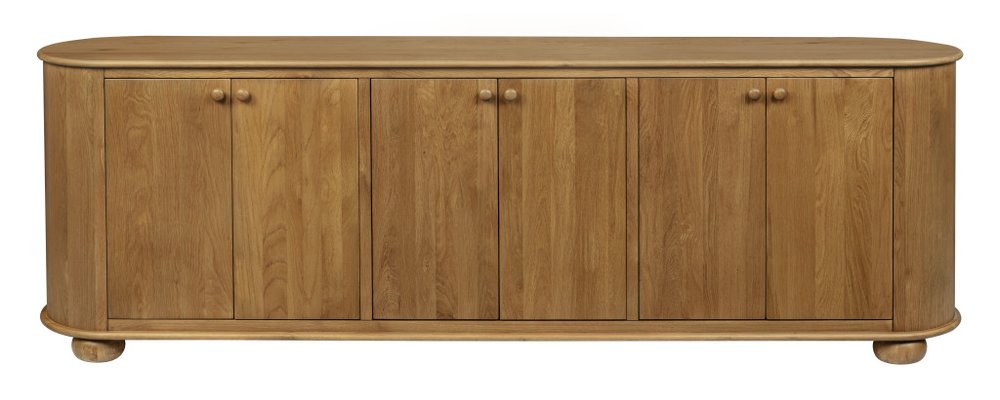 98" Natural Distressed Solid Wood Sideboard with Six Doors HomeRoots