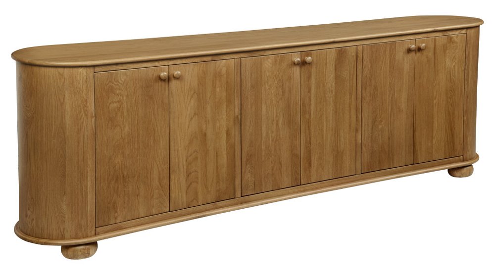 98" Natural Distressed Solid Wood Sideboard with Six Doors HomeRoots