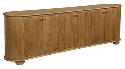 98" Natural Distressed Solid Wood Sideboard with Six Doors HomeRoots