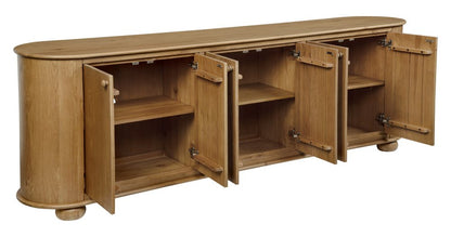 98" Natural Distressed Solid Wood Sideboard with Six Doors HomeRoots