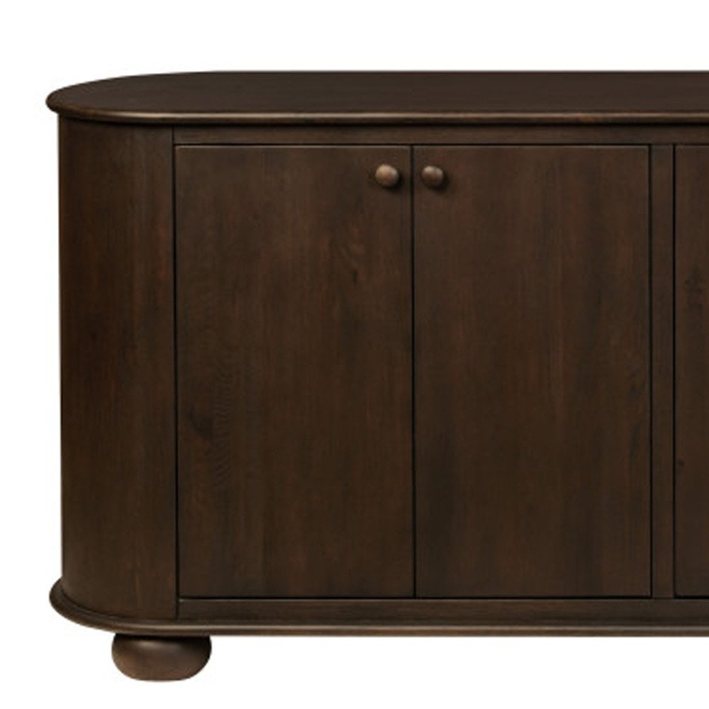 98" Brown Distressed Solid Wood Sideboard With Six Doors HomeRoots