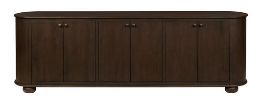 98" Brown Solid Wood Sideboard With Six Doors