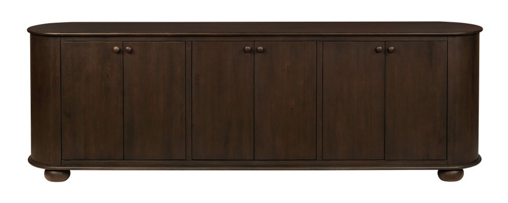 98" Brown Distressed Solid Wood Sideboard With Six Doors HomeRoots