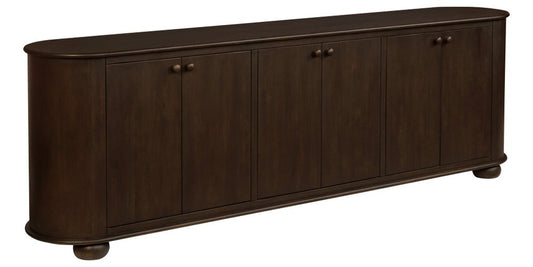 98" Brown Solid Wood Sideboard With Six Doors