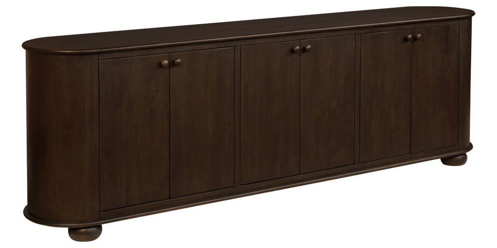 98" Brown Distressed Solid Wood Sideboard With Six Doors HomeRoots