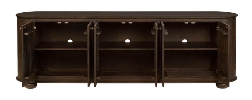 98" Brown Distressed Solid Wood Sideboard With Six Doors HomeRoots