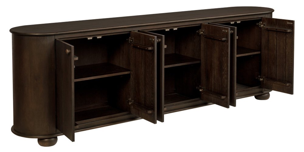 98" Brown Distressed Solid Wood Sideboard With Six Doors HomeRoots