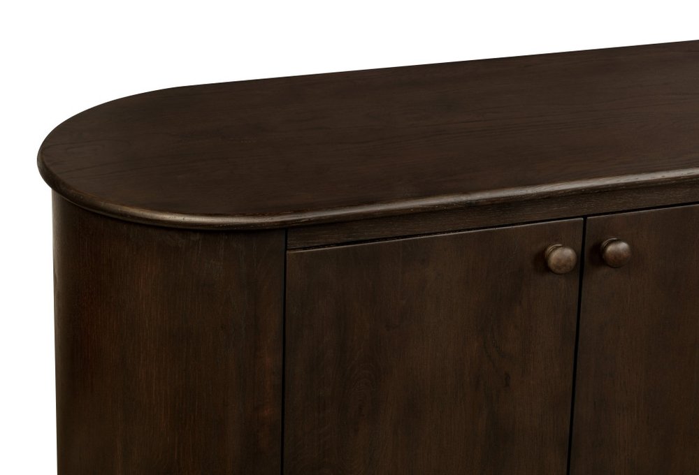 98" Brown Distressed Solid Wood Sideboard With Six Doors HomeRoots