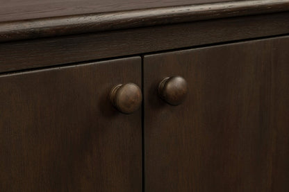 98" Brown Distressed Solid Wood Sideboard With Six Doors HomeRoots