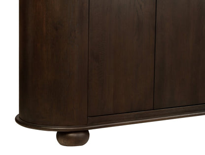98" Brown Distressed Solid Wood Sideboard With Six Doors HomeRoots
