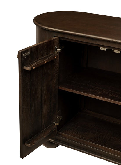 98" Brown Distressed Solid Wood Sideboard With Six Doors HomeRoots