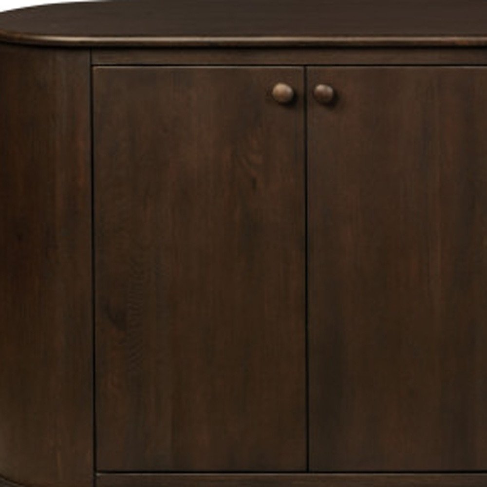 98" Brown Distressed Solid Wood Sideboard With Six Doors HomeRoots