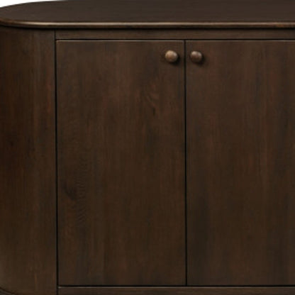 98" Brown Distressed Solid Wood Sideboard With Six Doors HomeRoots