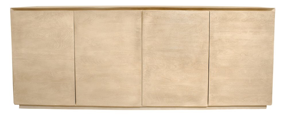 80" Natural Distressed Solid Wood Sideboard With Four Doors HomeRoots