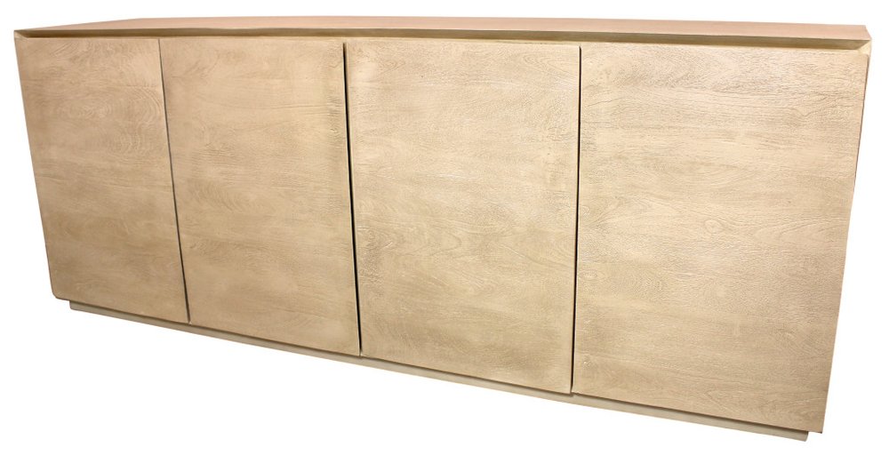 80" Natural Distressed Solid Wood Sideboard With Four Doors HomeRoots