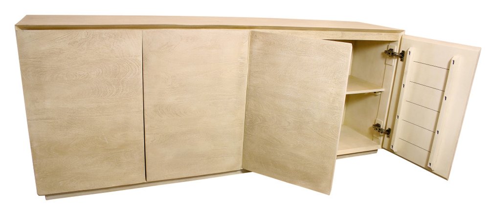 80" Natural Distressed Solid Wood Sideboard With Four Doors HomeRoots