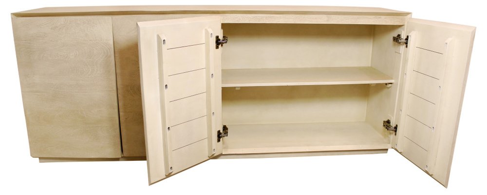 80" Natural Distressed Solid Wood Sideboard With Four Doors HomeRoots