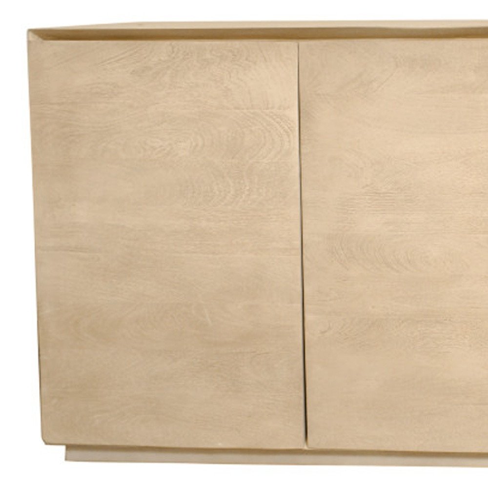80" Natural Distressed Solid Wood Sideboard With Four Doors HomeRoots