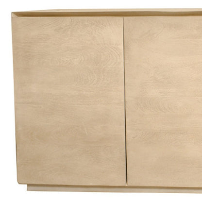 80" Natural Distressed Solid Wood Sideboard With Four Doors HomeRoots