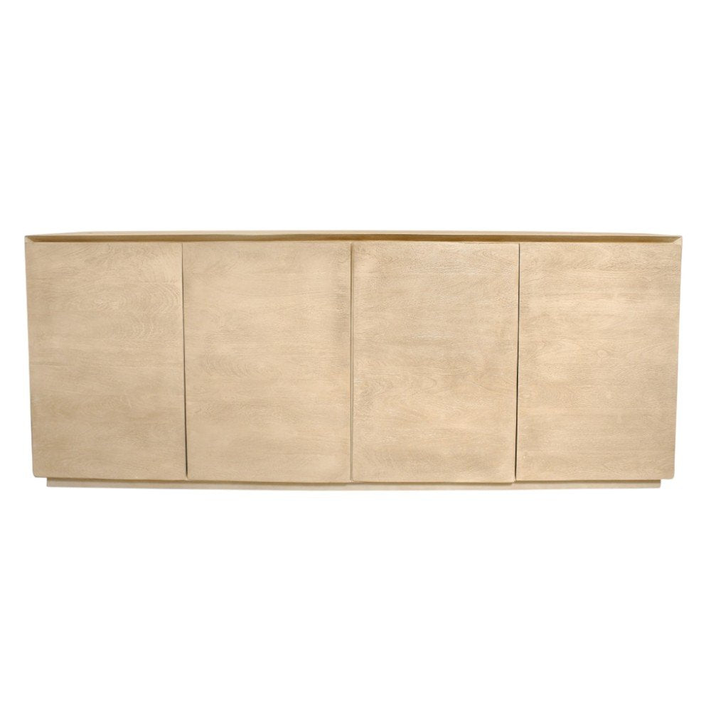 80" Natural Distressed Solid Wood Sideboard With Four Doors HomeRoots
