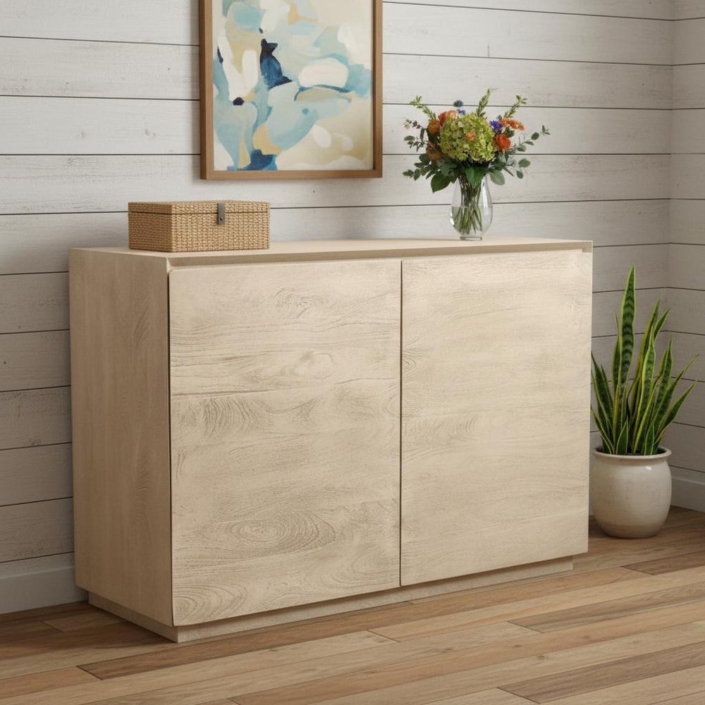 48" Natural Solid Wood Sideboard With Two Doors — view 9