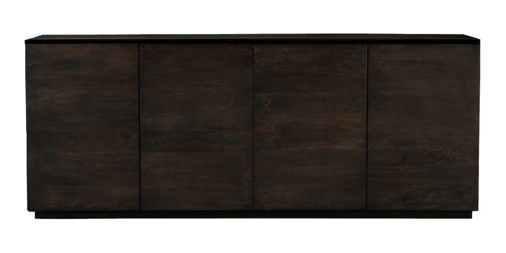 80" Dark Brown Distressed Solid Wood Sideboard With Four Doors HomeRoots