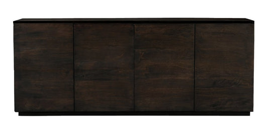 80" Dark Brown Solid Wood Sideboard With Four Doors