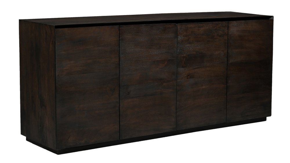 80" Dark Brown Distressed Solid Wood Sideboard With Four Doors HomeRoots