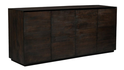 80" Dark Brown Distressed Solid Wood Sideboard With Four Doors HomeRoots