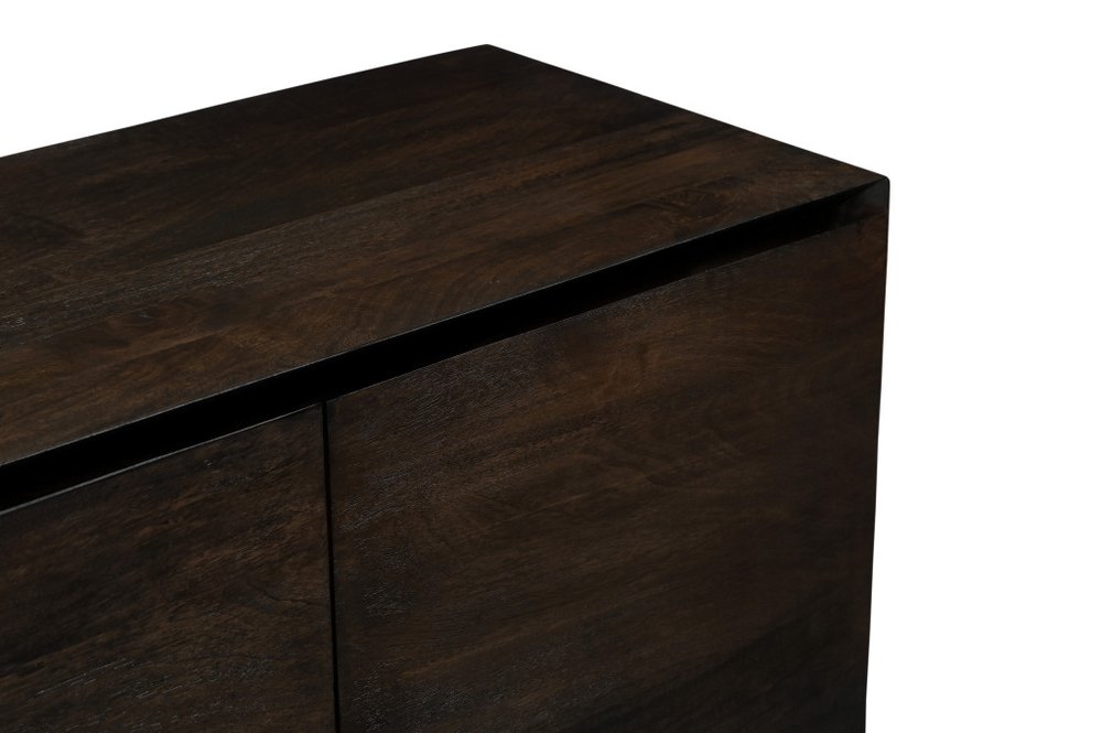 80" Dark Brown Distressed Solid Wood Sideboard With Four Doors HomeRoots