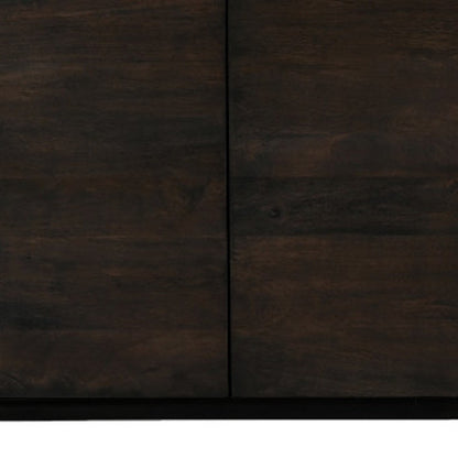 80" Dark Brown Distressed Solid Wood Sideboard With Four Doors HomeRoots