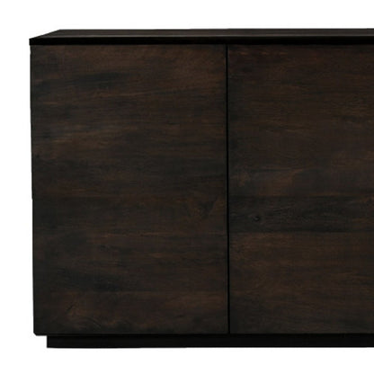 80" Dark Brown Distressed Solid Wood Sideboard With Four Doors HomeRoots