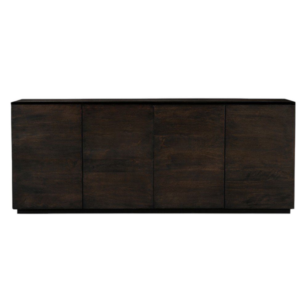 80" Dark Brown Distressed Solid Wood Sideboard With Four Doors HomeRoots