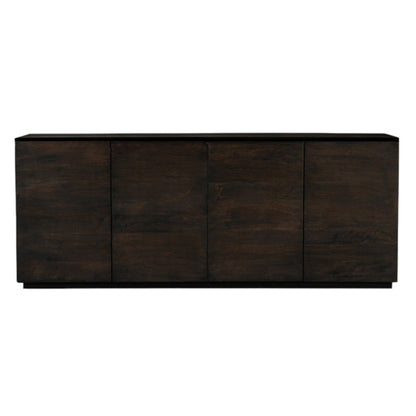 80" Dark Brown Distressed Solid Wood Sideboard With Four Doors HomeRoots