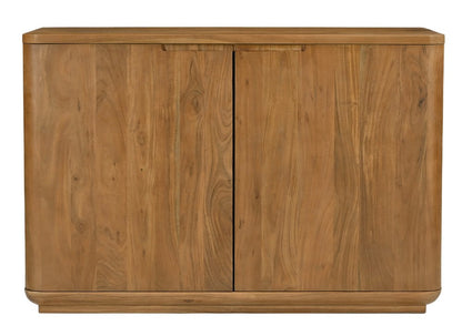 48" Tan Distressed Solid Wood Sideboard With Two Doors HomeRoots