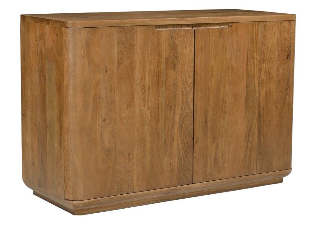 48" Tan Distressed Solid Wood Sideboard With Two Doors HomeRoots