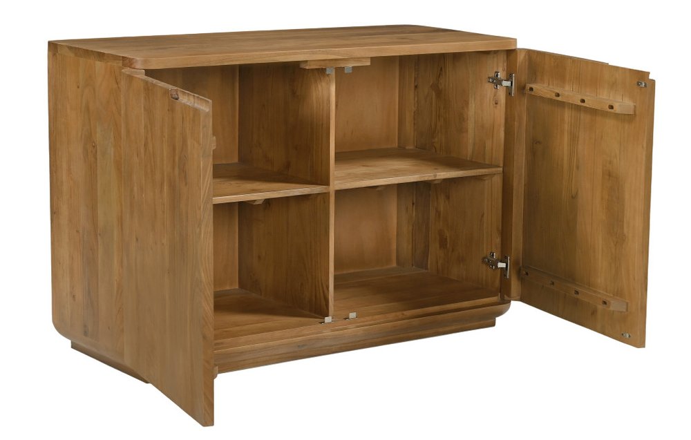 48" Tan Distressed Solid Wood Sideboard With Two Doors HomeRoots