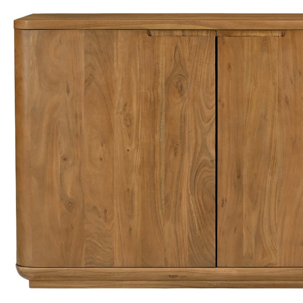48" Tan Distressed Solid Wood Sideboard With Two Doors HomeRoots