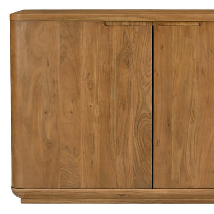 48" Tan Distressed Solid Wood Sideboard With Two Doors HomeRoots