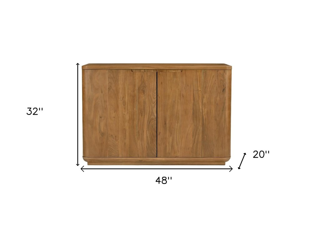 48" Tan Distressed Solid Wood Sideboard With Two Doors HomeRoots