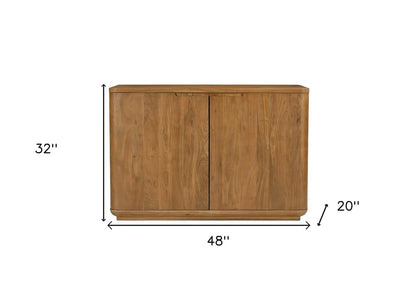 48" Tan Distressed Solid Wood Sideboard With Two Doors HomeRoots